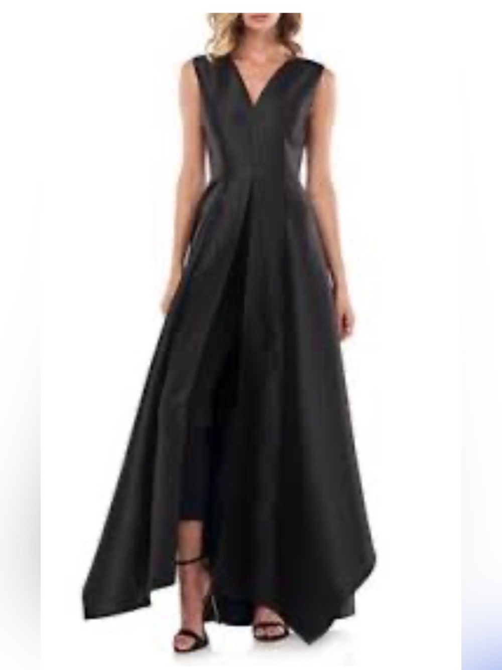 Kay unger New York Elegant Black V-Neck Evening jumpsuit Dress